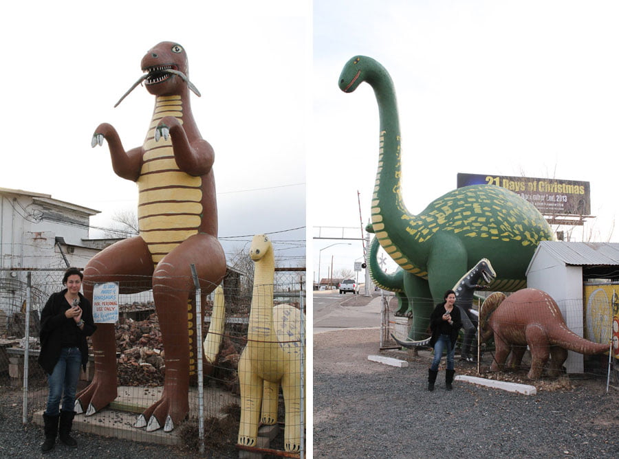 Giants along Route 66: Giant Dinosaurs @ Rainbow Rock Shop