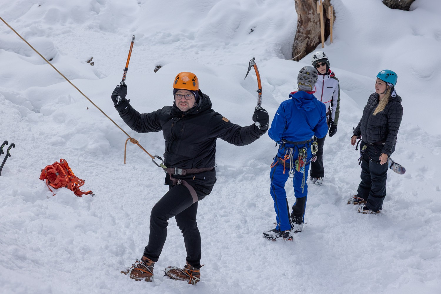 Mini Happy with ice climbing in Austria