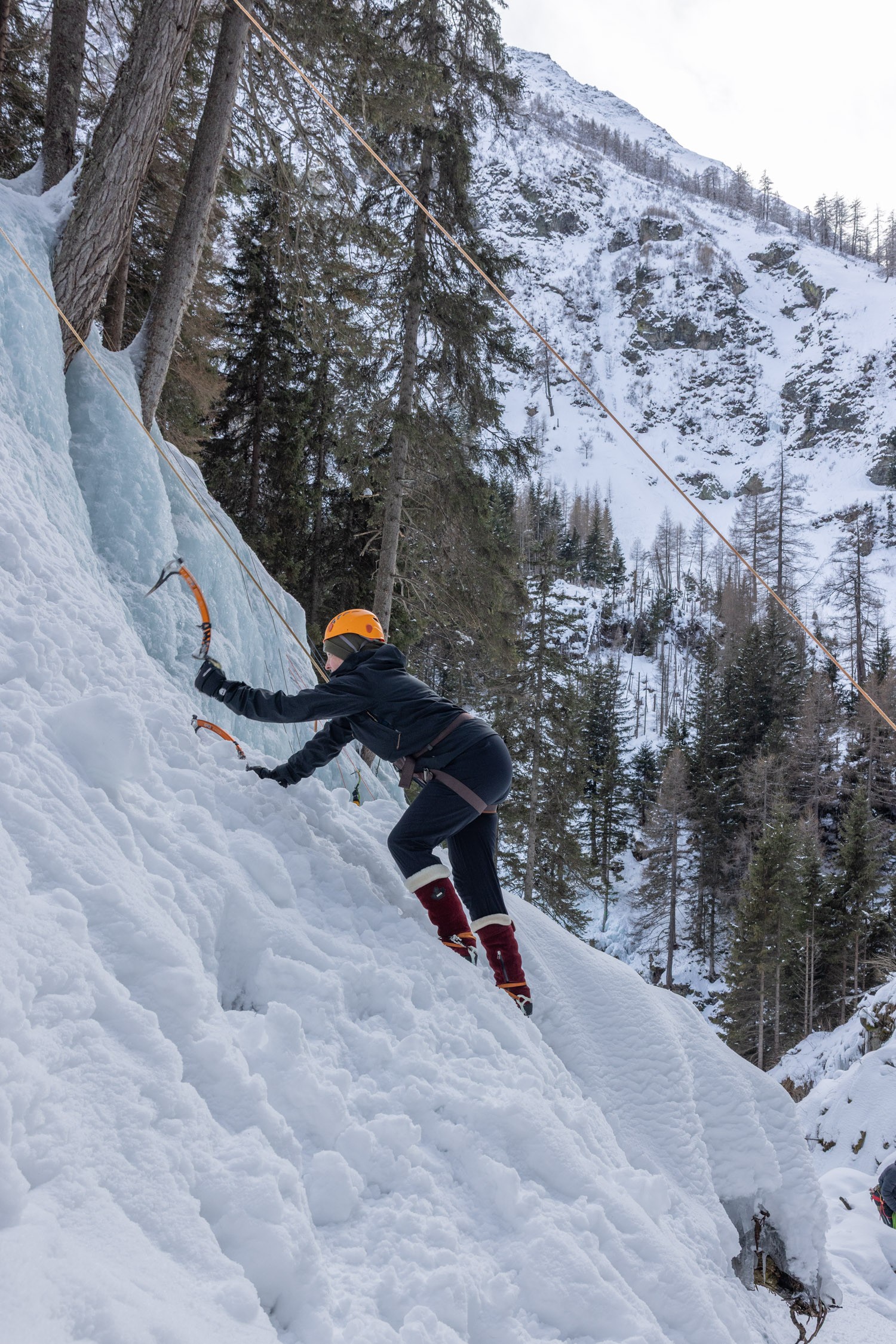 Mini Happy with ice climbing in Austria