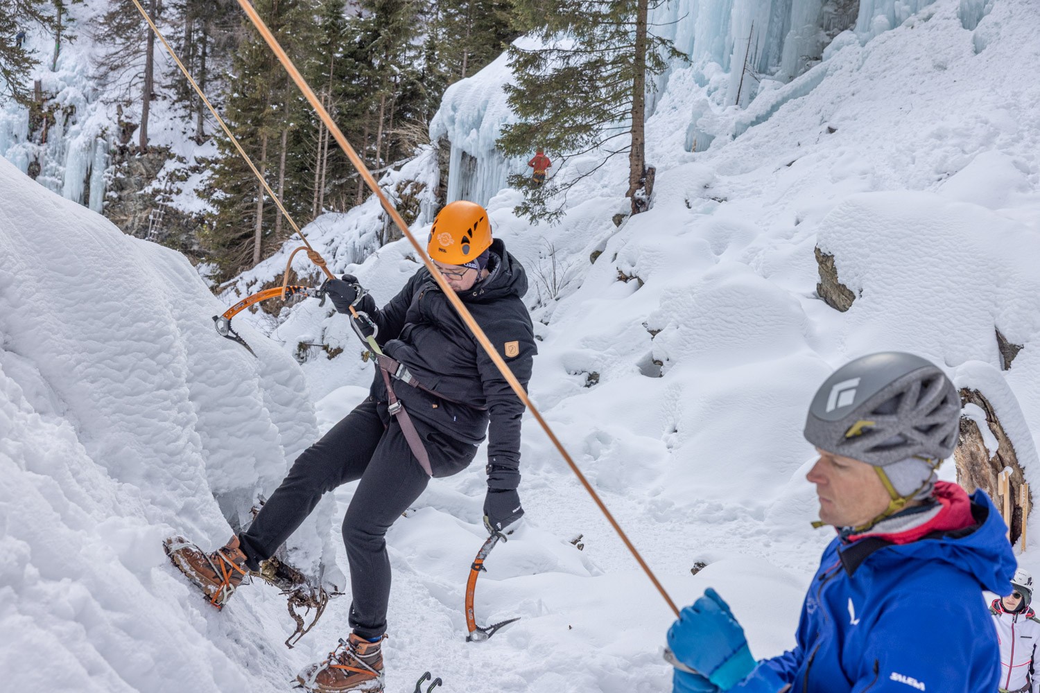 Mini Happy with ice climbing in Austria